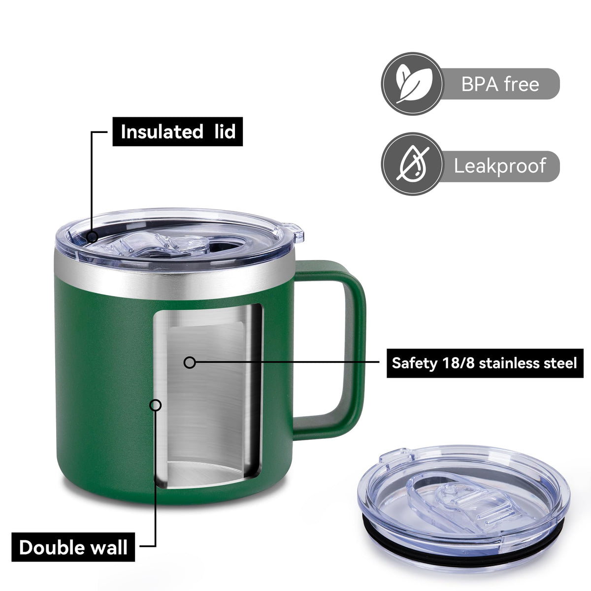 14 oz Insulated Coffee Mug Bulk with Handle (4 Count)