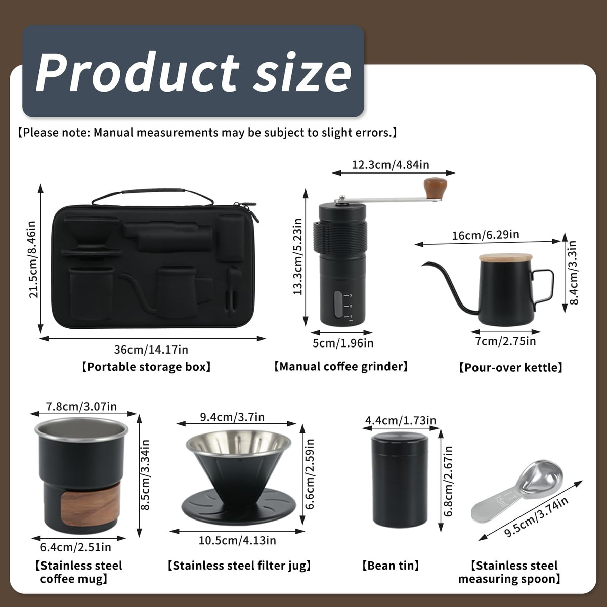 Pour Over Coffee Maker Set with Manual Burr Coffee Grinder