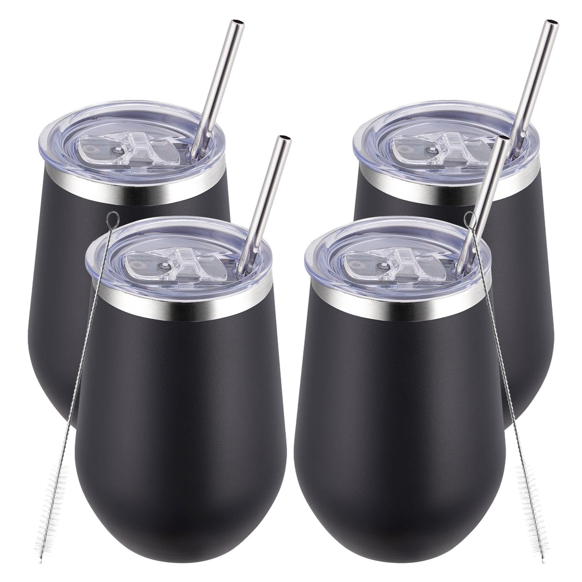 12oz 4 Pack Wine Tumbler Glasses with Lid