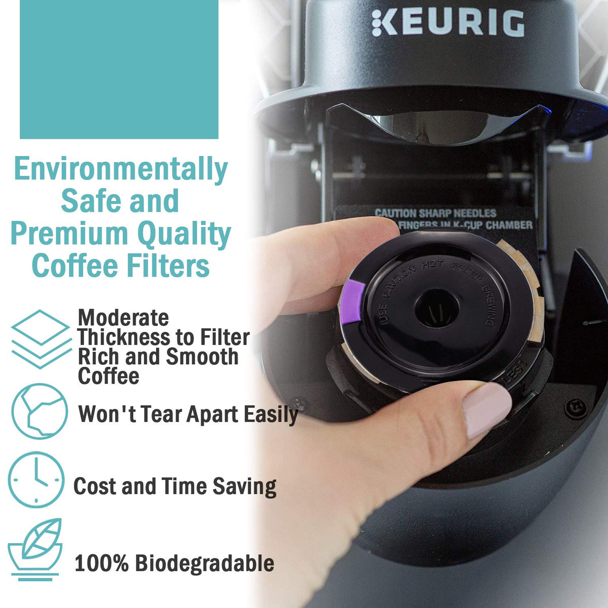 2 Reusable Keurg Cups & 300 Unbleached Keurg Coffee Pods Paper Filters with Lids (300 Count)