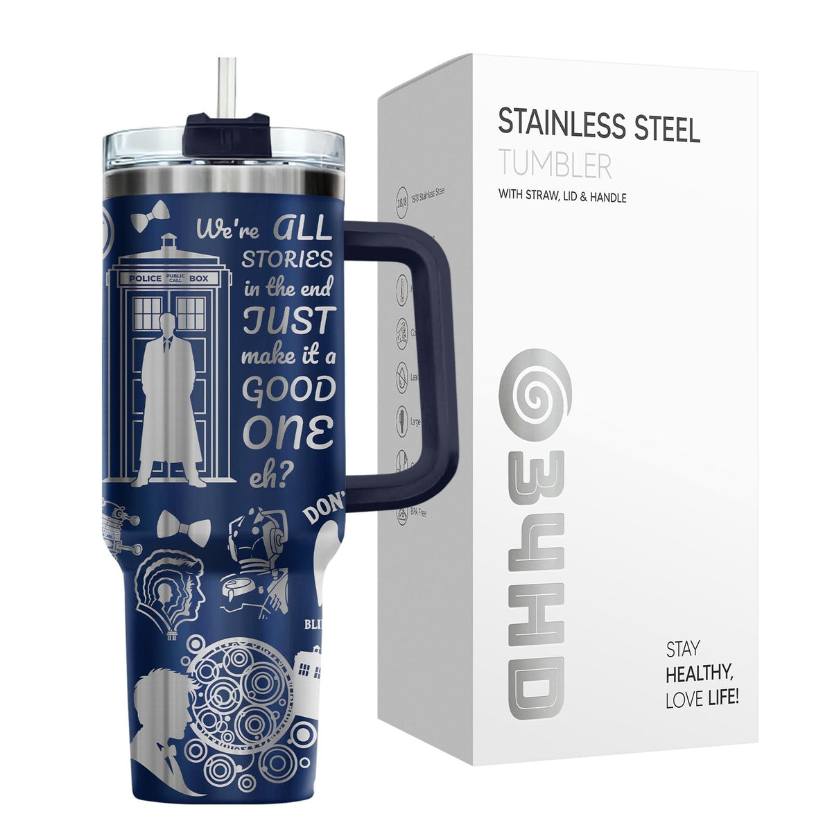 Novelty Police Box 40 oz Tumbler with Handle