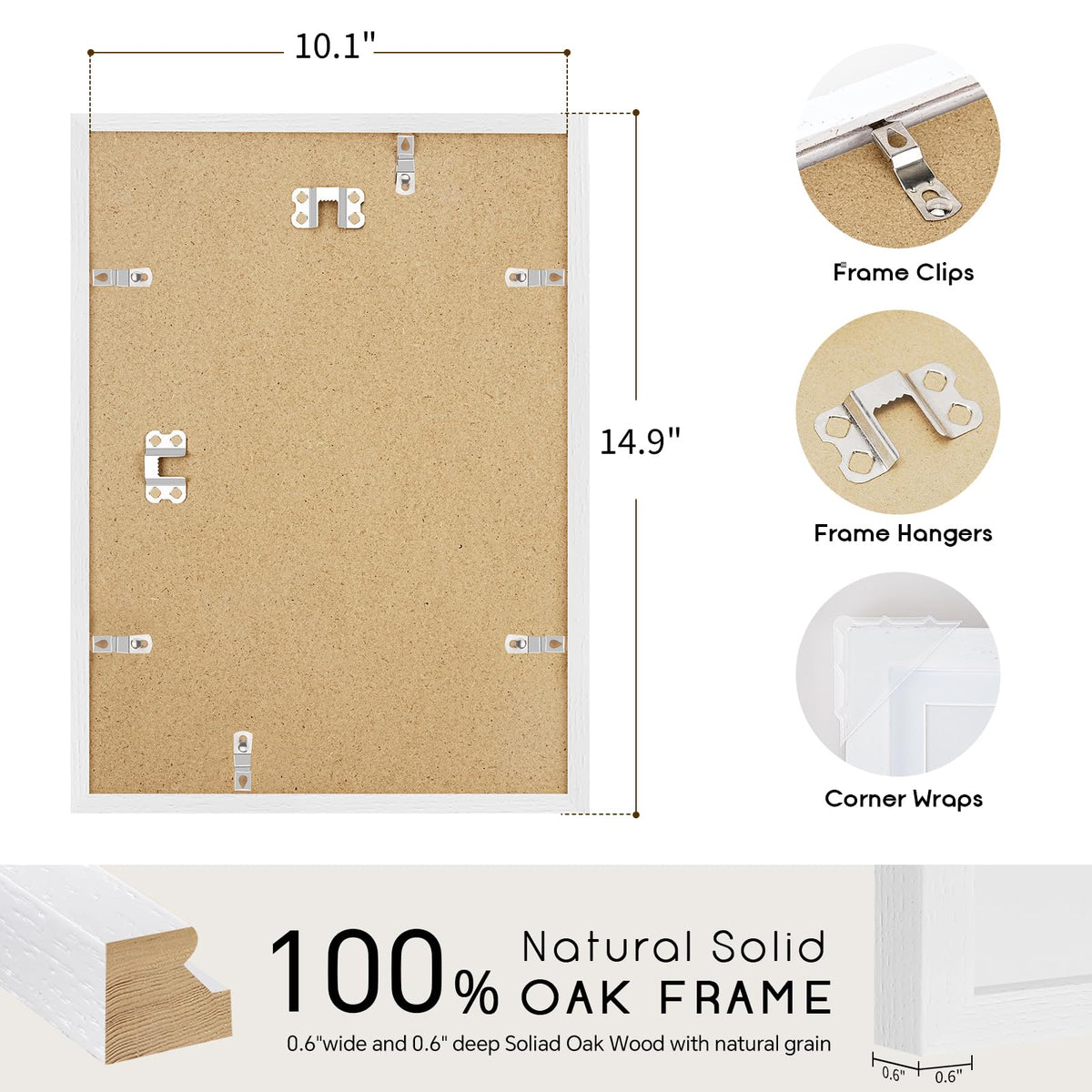 10x14 Solid Oak Wood Picture Frames (3 Count)