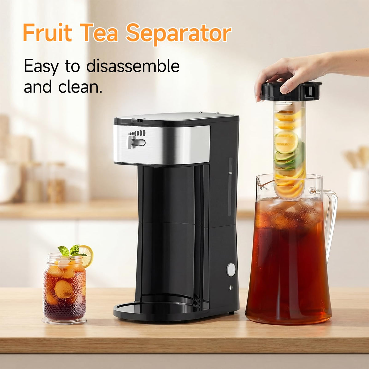 Iced Coffee Tea Maker With Reusable Filter Basket 3 QT Pitcher Iced Tea And Coffee Machine