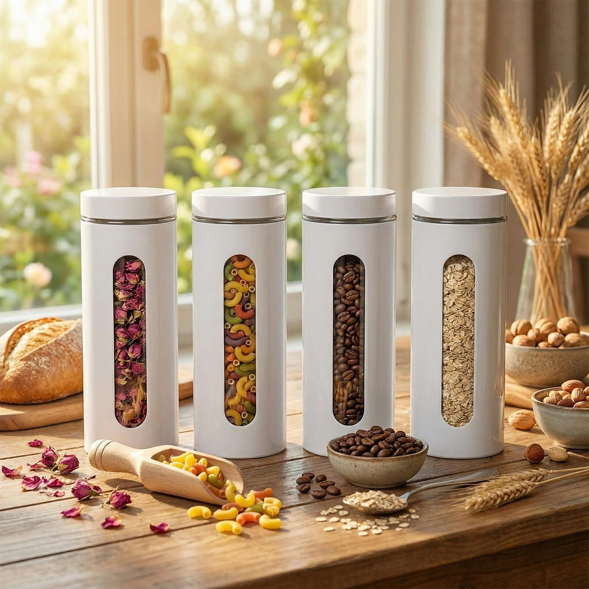 6 Pack 60 oz Airtight Stainless Steel Kitchen Canisters (6 Count)
