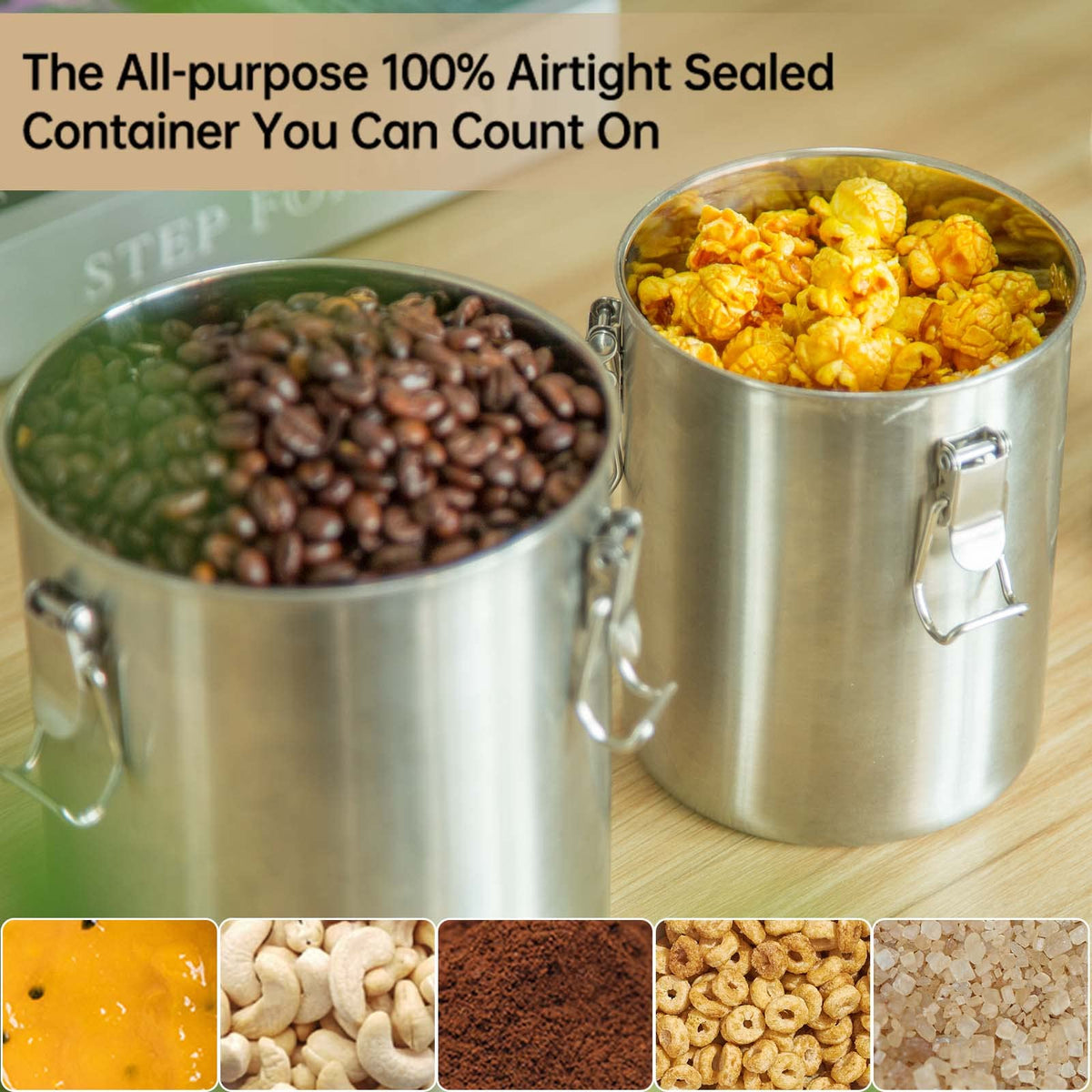 Stainless Steel Airtight Canister Sets for Small Kitchen (27.8664 Ounce)