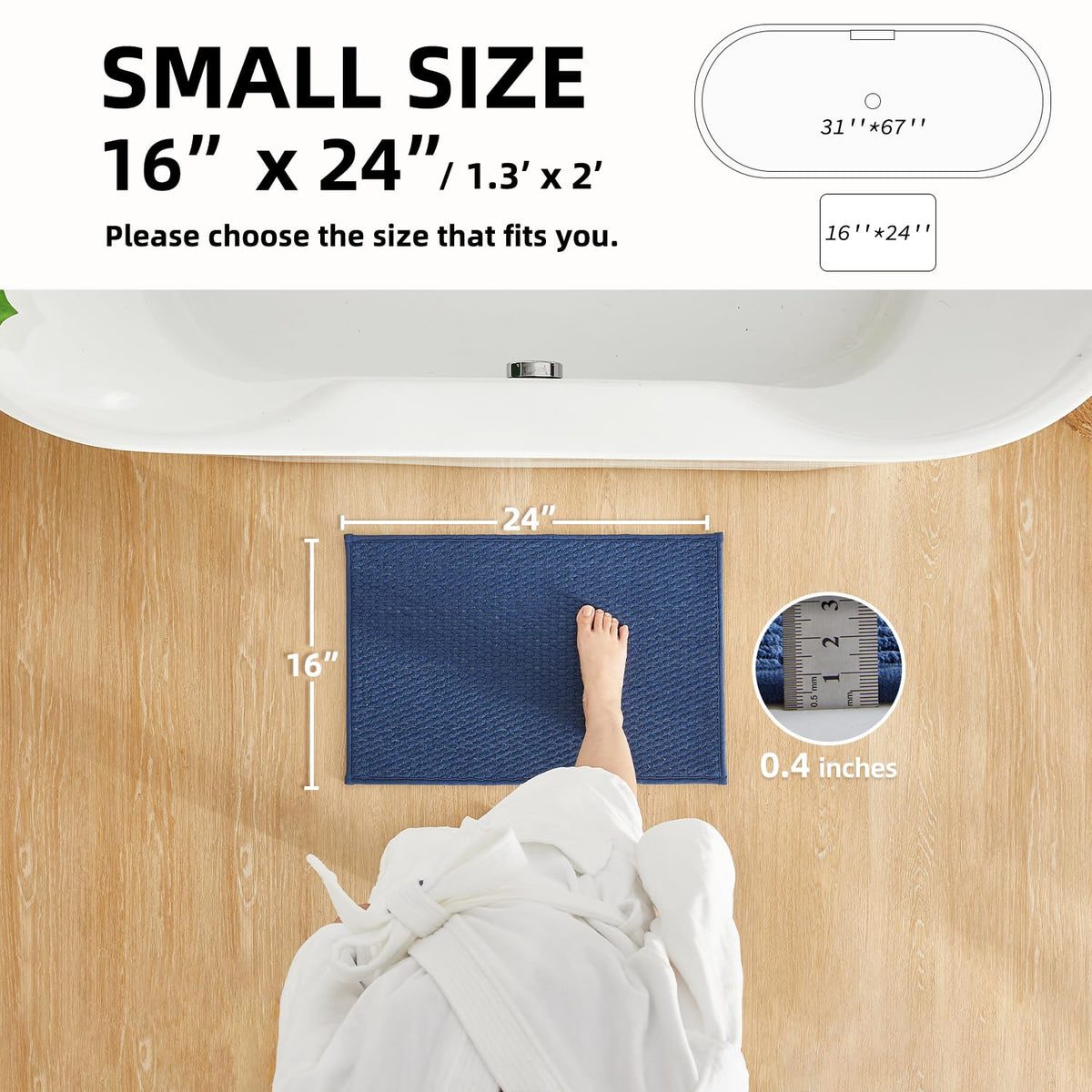 Bathroom Rugs Non Slip Washable (2.668 Sq Ft)