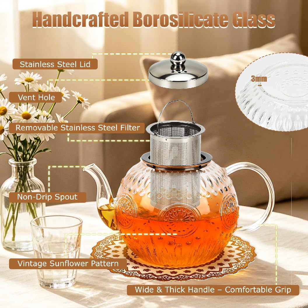 Vintage Glass Teapot with Infuser