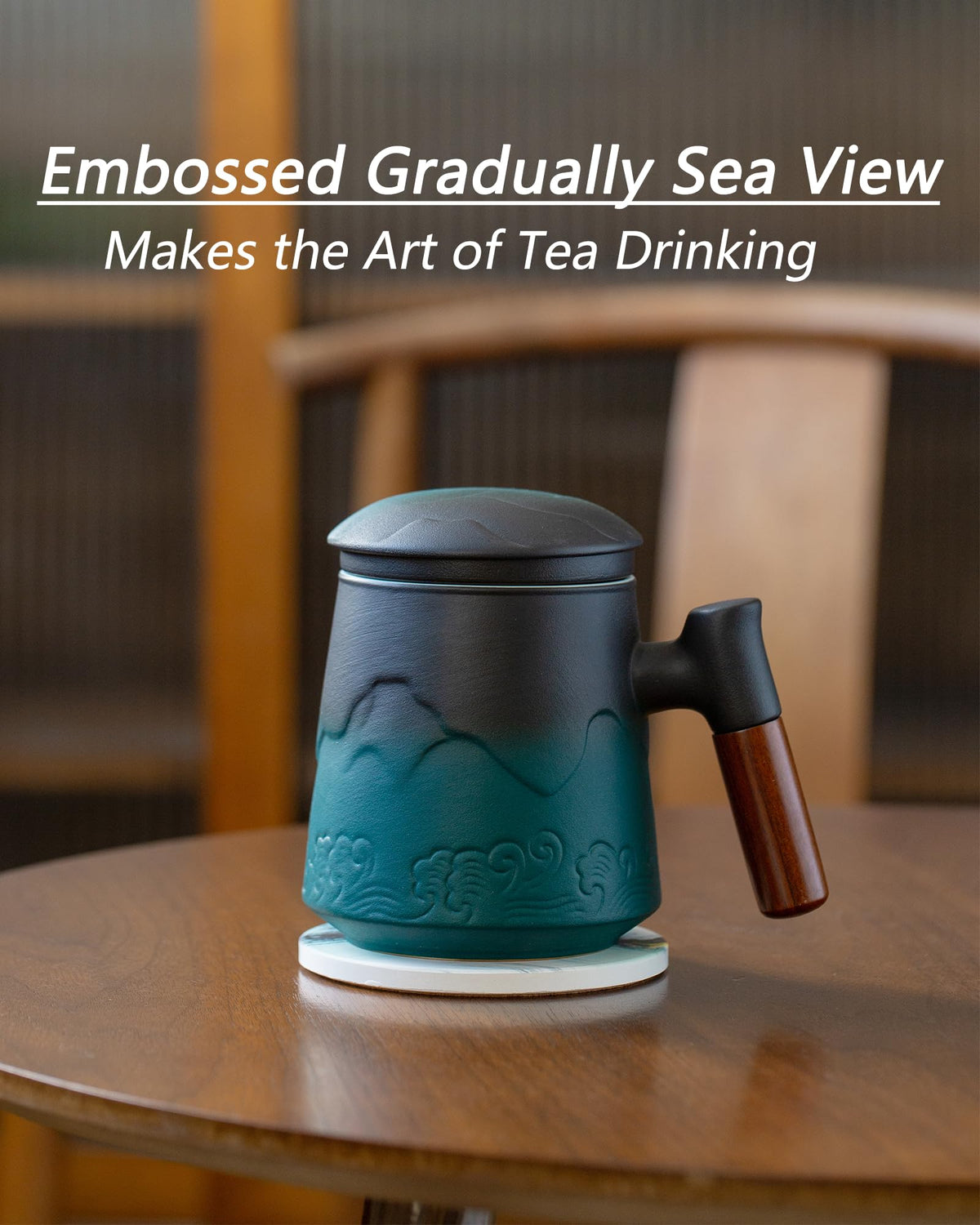 Tea Mug with Infuser and Lid & Coaster for Tea Steeper