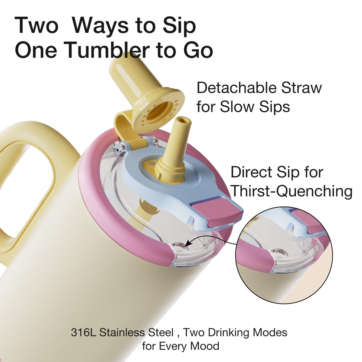 40oz Insulated Tumbler with Straw 316L Stainless Steel Travel Mug