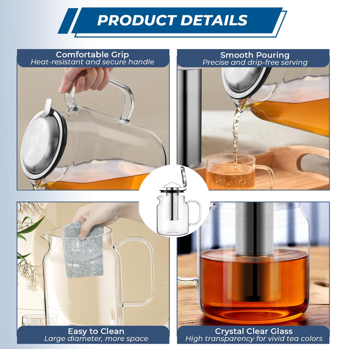 85oz Glass Teapot with Infuser (85 Count)
