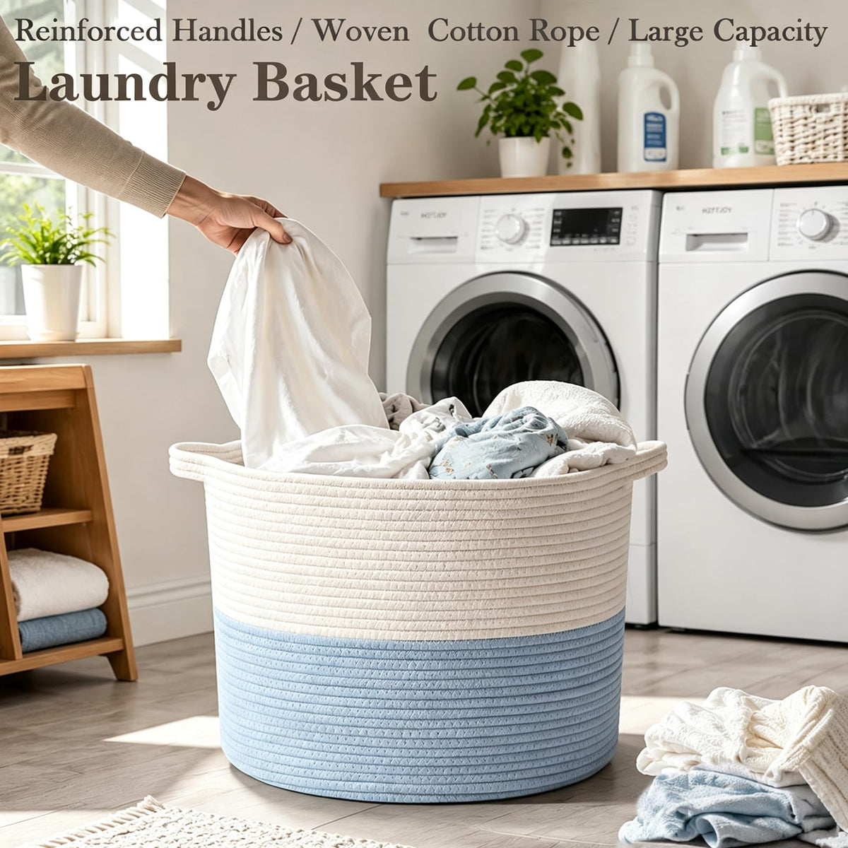 65L Extra Large Woven Blanket Basket