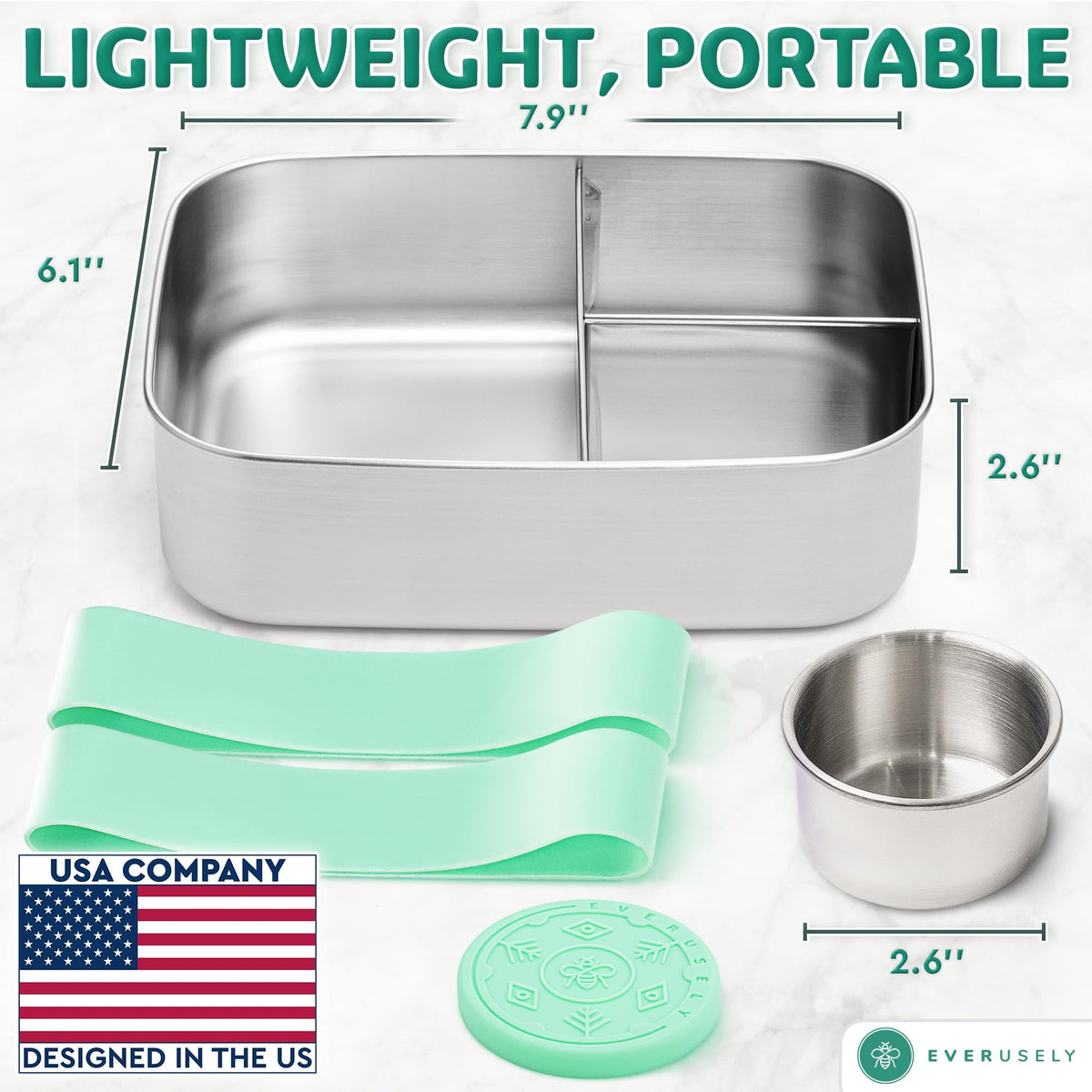 Stainless Steel Bento Box + Condiment Container