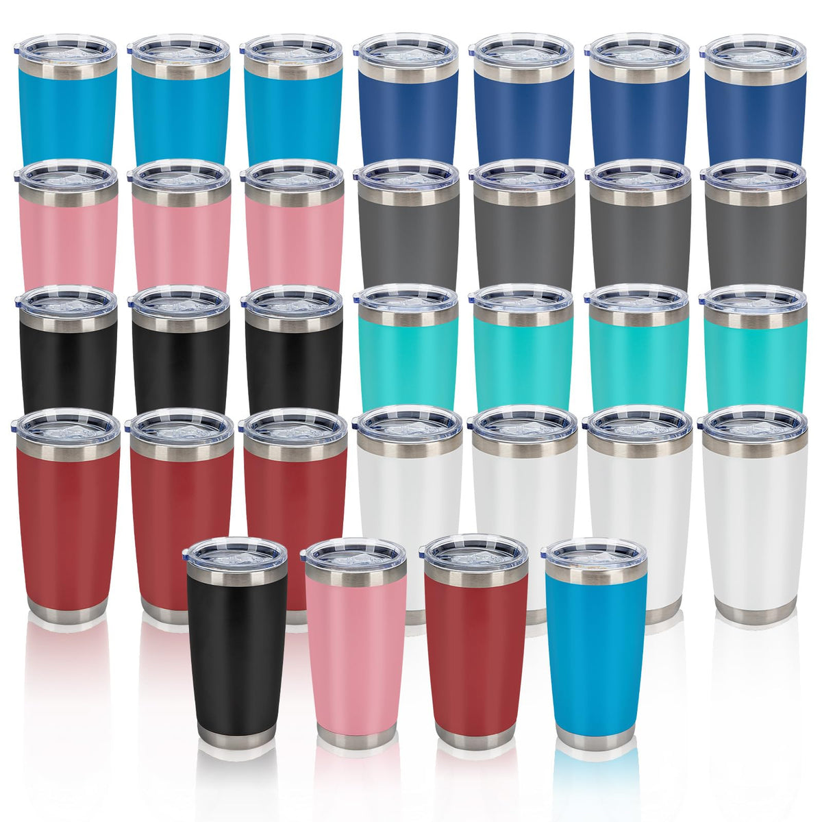 32 Pack 20oz Stainless Steel Insulated Bulk Tumblers with Lid&Straw (32 Count)