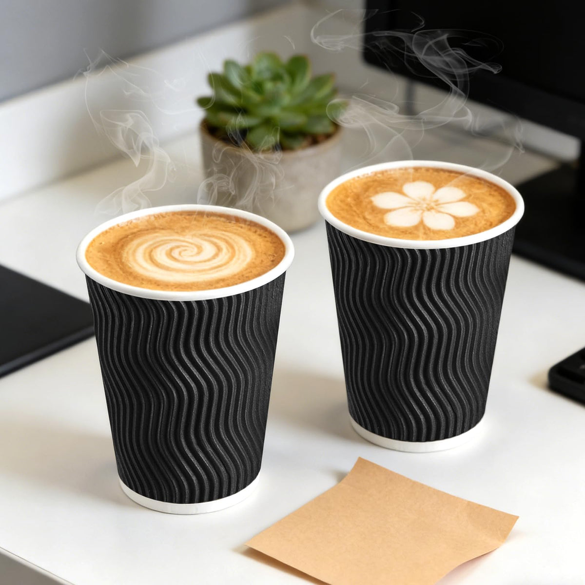 50 Pack 12 oz Coffee Cups with Lids Disposable To Go Paper Cups (50 Count)