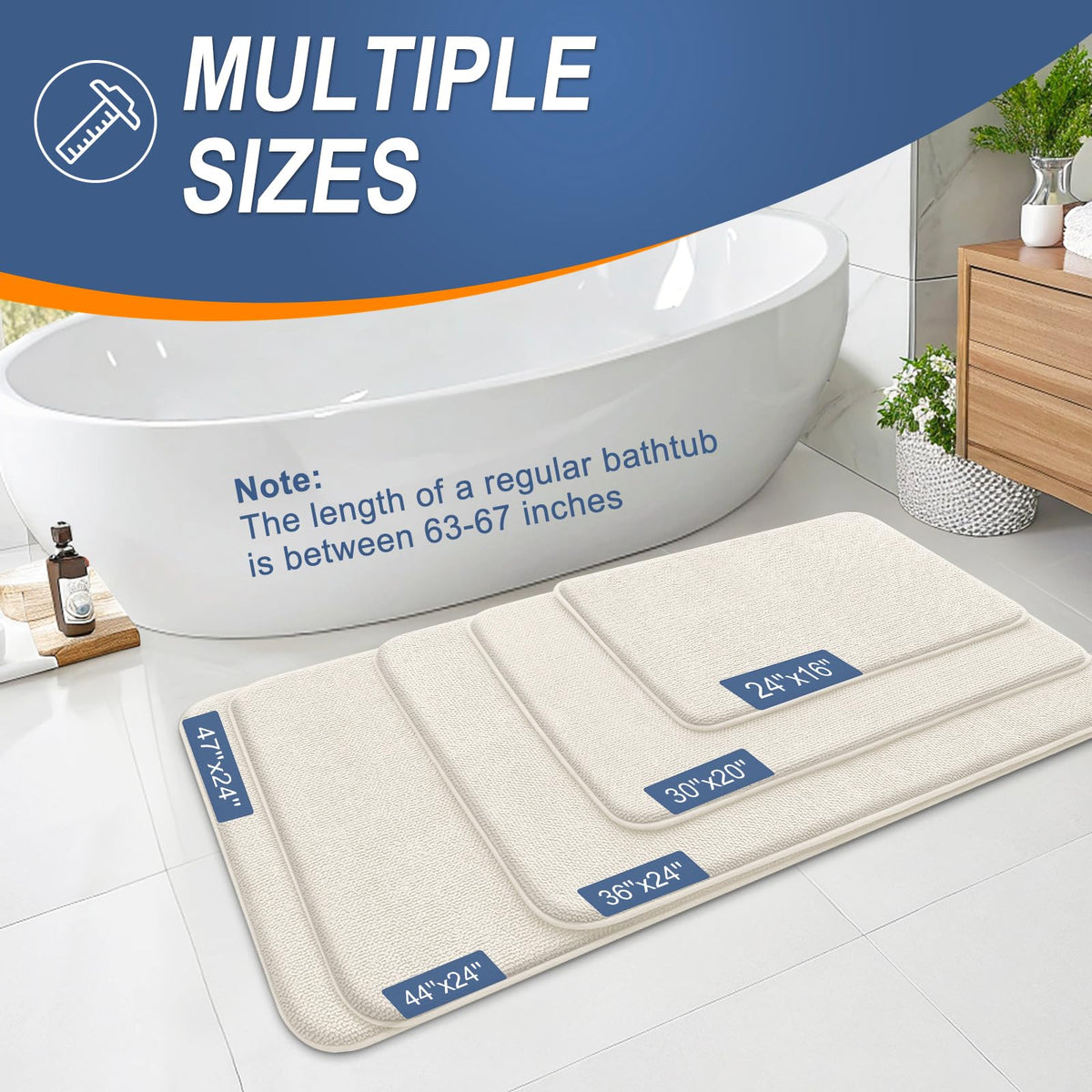Memory Foam Bathroom Runner Rugs 47x17