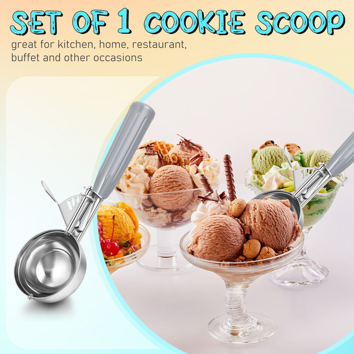 1 Pcs Ice Cream Scooper with Trigger