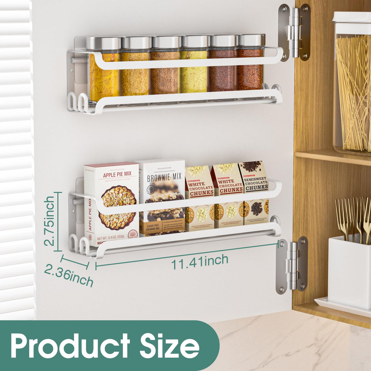 2 Pack Wall Mounted Spice Rack for Spice Jars & Seasonings (2 Count)