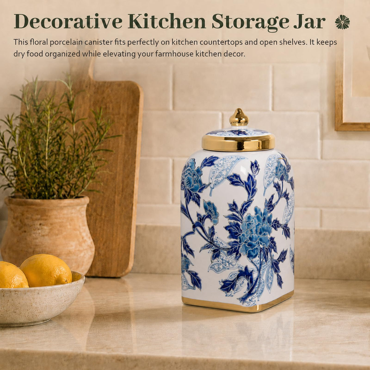 12.5" H Ceramic Kitchen Canisters for Countertop