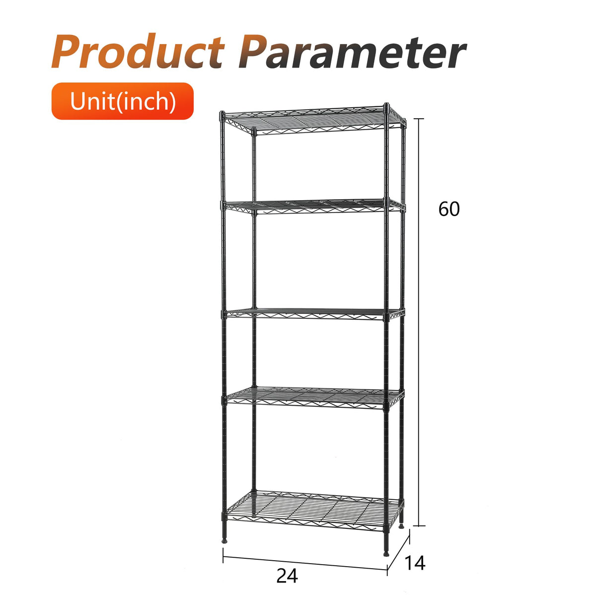 Shelves Wire Shelving Utility Storage Shelves Shelving Unit NSF Certified Height Adjustable Metal 5 Tier Shelves Easy Assembly 24" L x 14" W x 59" H