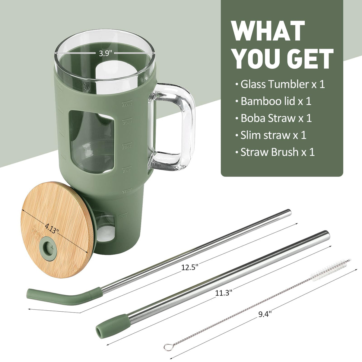 Glass Tumbler with Straw and Lid