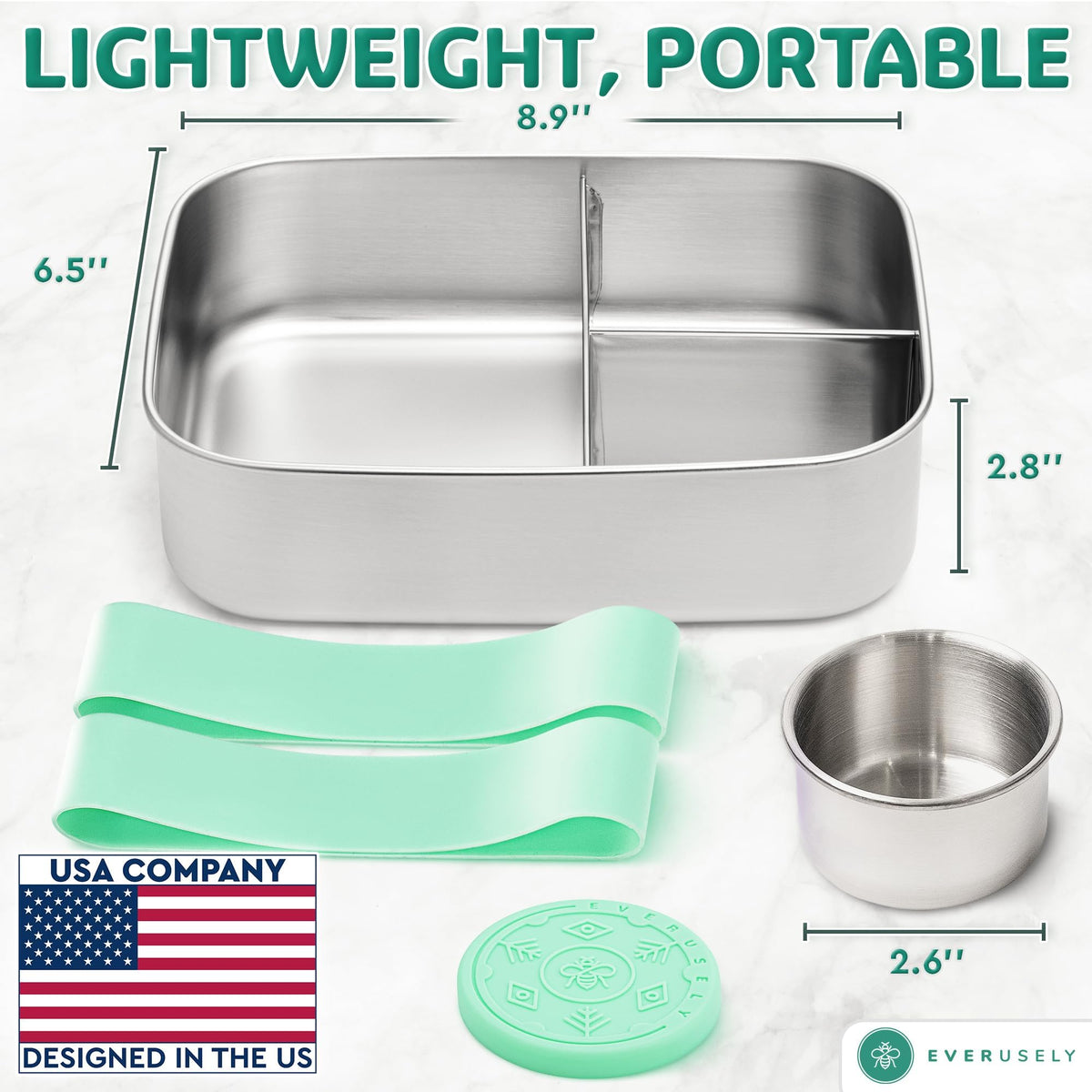 Stainless Steel Bento Box + Condiment Container