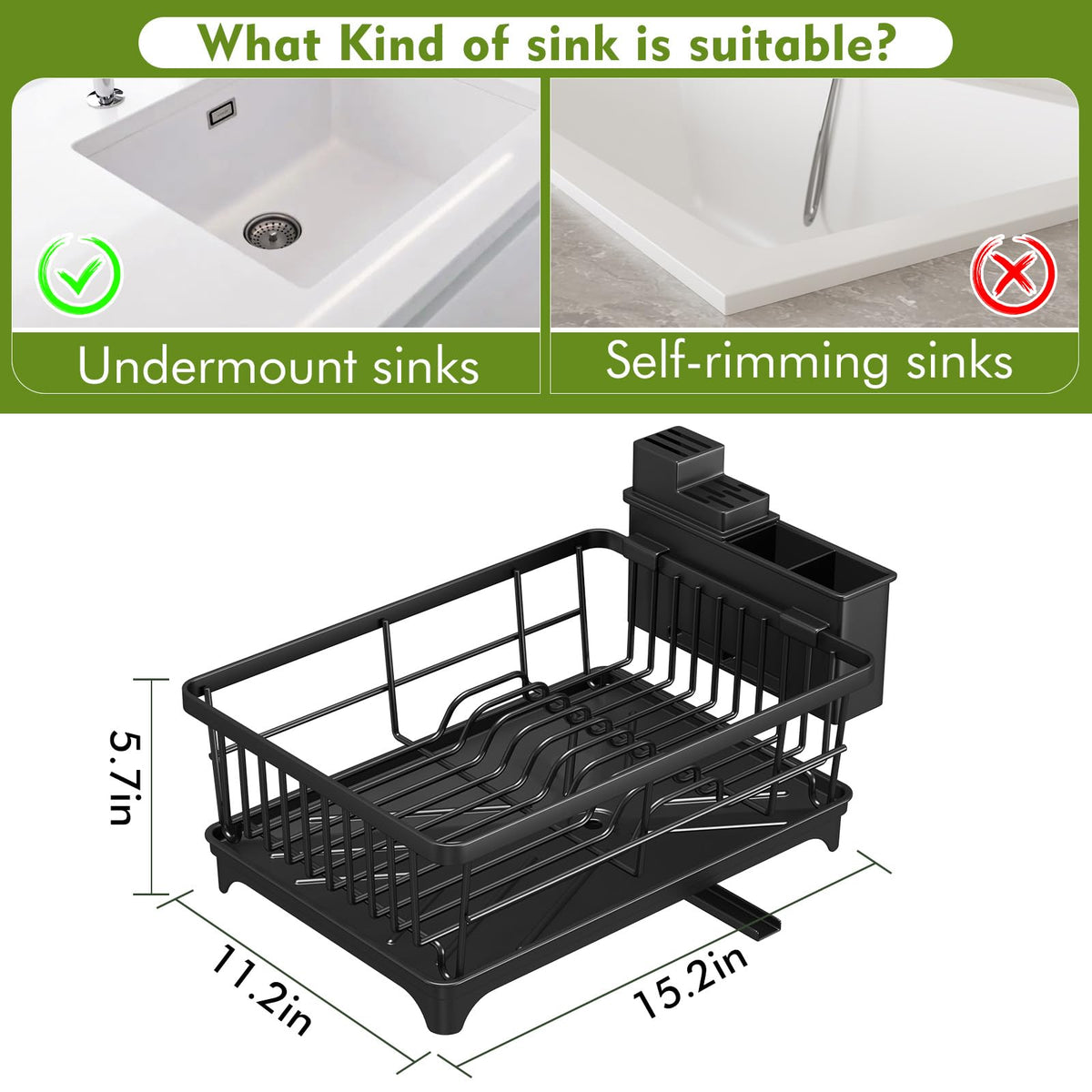 Dish Drying Rack for Small Kitchen Counter with Utensil Holder