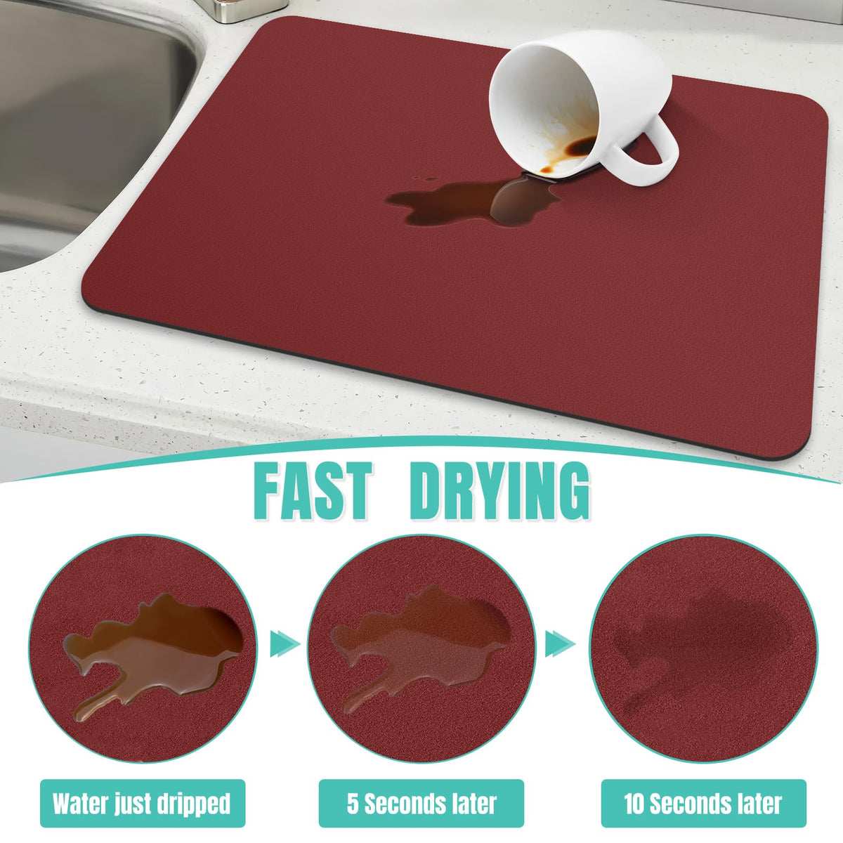 Coffee Mat Super Absorbent Dish Drying Mat Coffee Bar Mat 17"x 30"