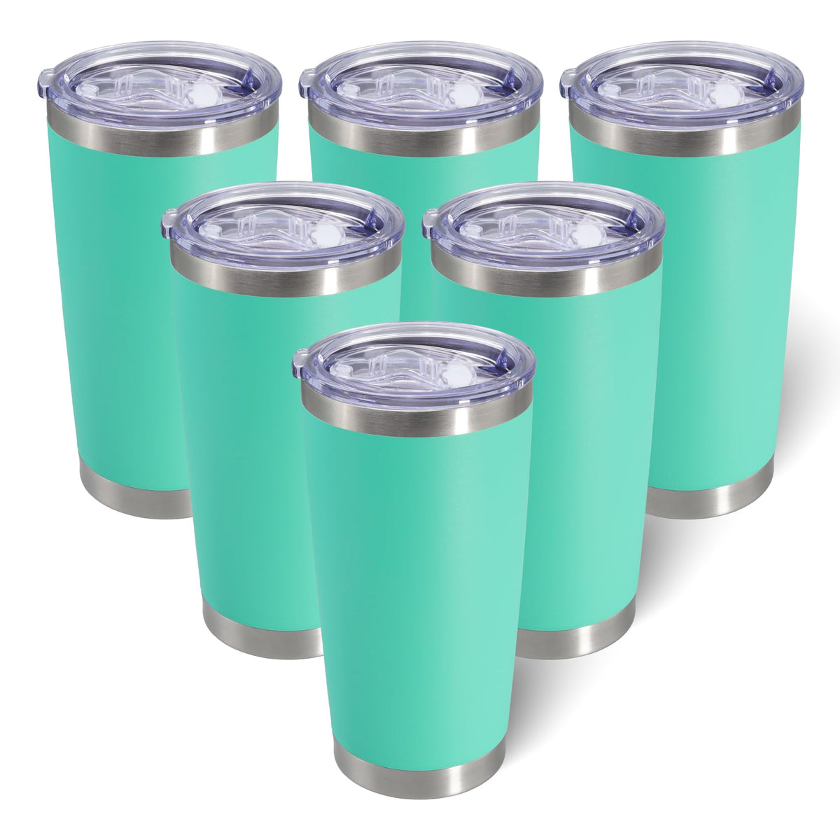 20oz Tumbler with Lid Stainless Steel Tumblers Insulated Mug Light Blue 6P (6 Count)