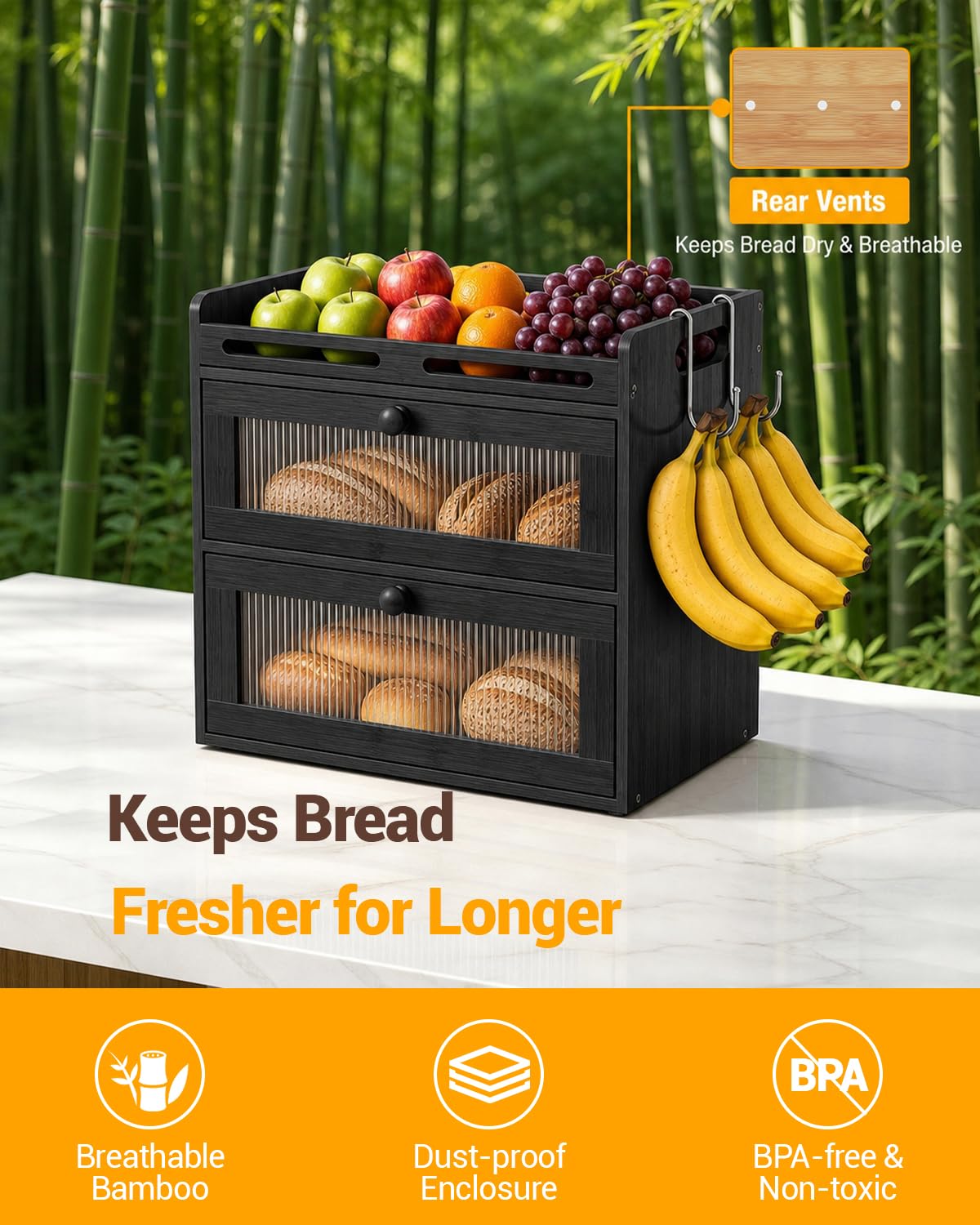 Bread Box for Kitchen Countertop