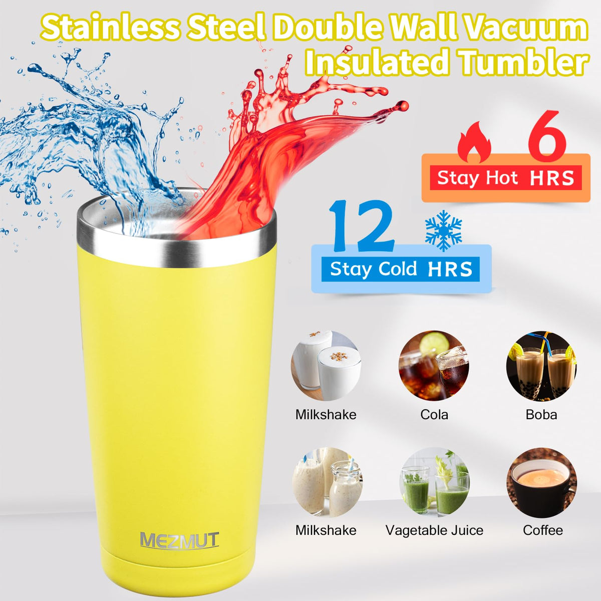 20oz Insulated Tumbler Travel Coffee Mug with Lid Straw