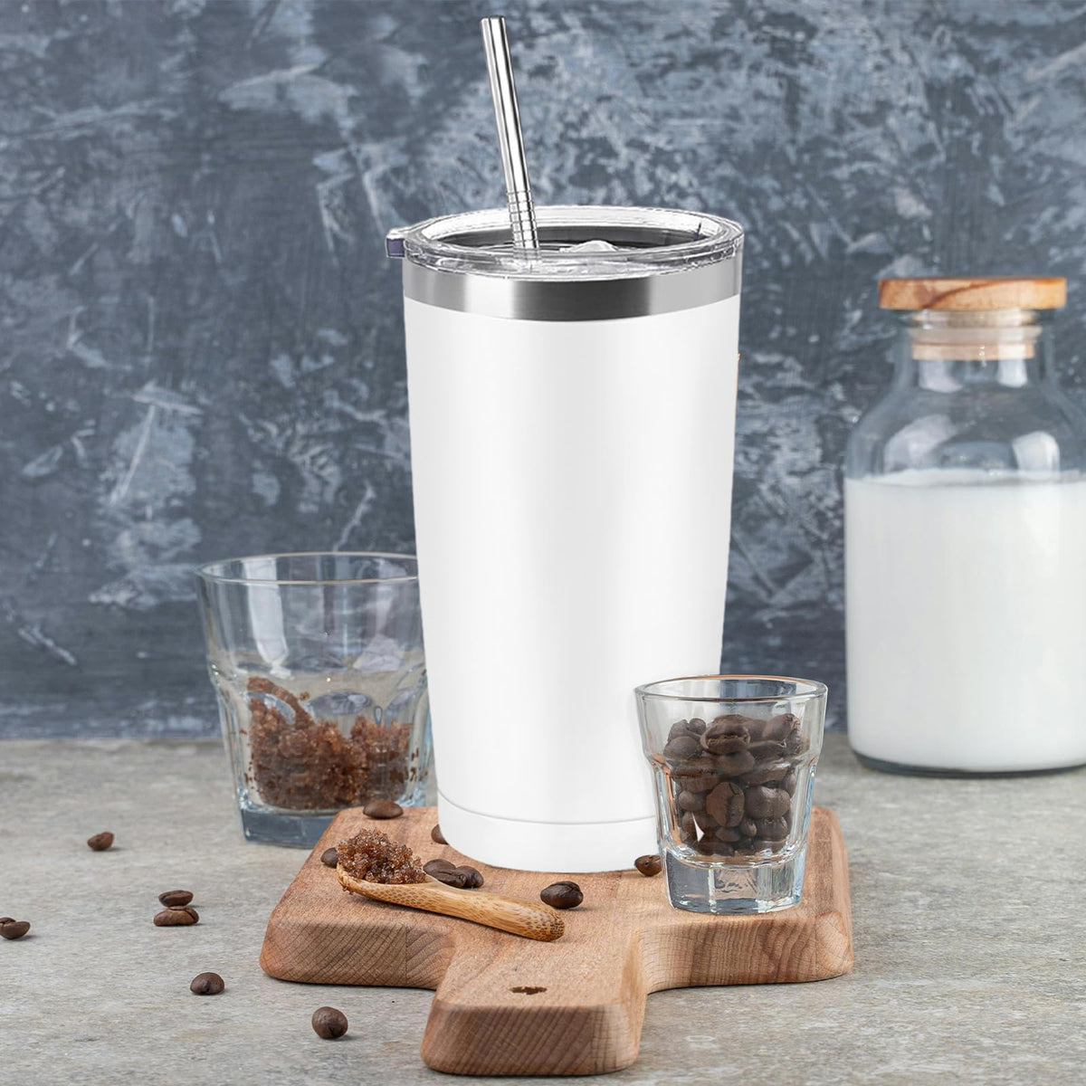 16 Pack Stainless Steel Tumbler Bulk 20oz Insulated Vacuum Travel Mug Powder Coated Coffee Mug Gift for Wine Cocktails Hot Cold Drinks (16 Count)
