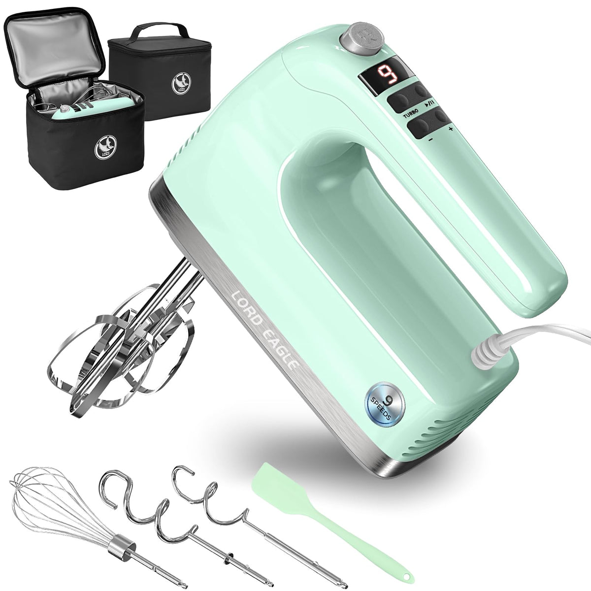 9 Speed Digital Hand Mixer Electric Handheld