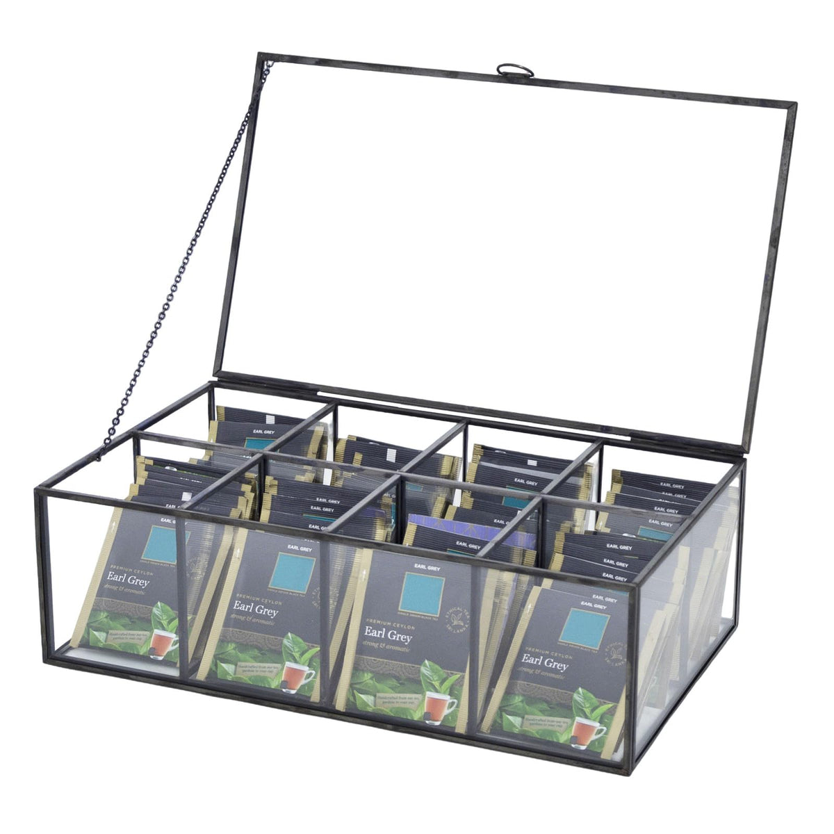 Glass Tea Bag Organizer with Lid