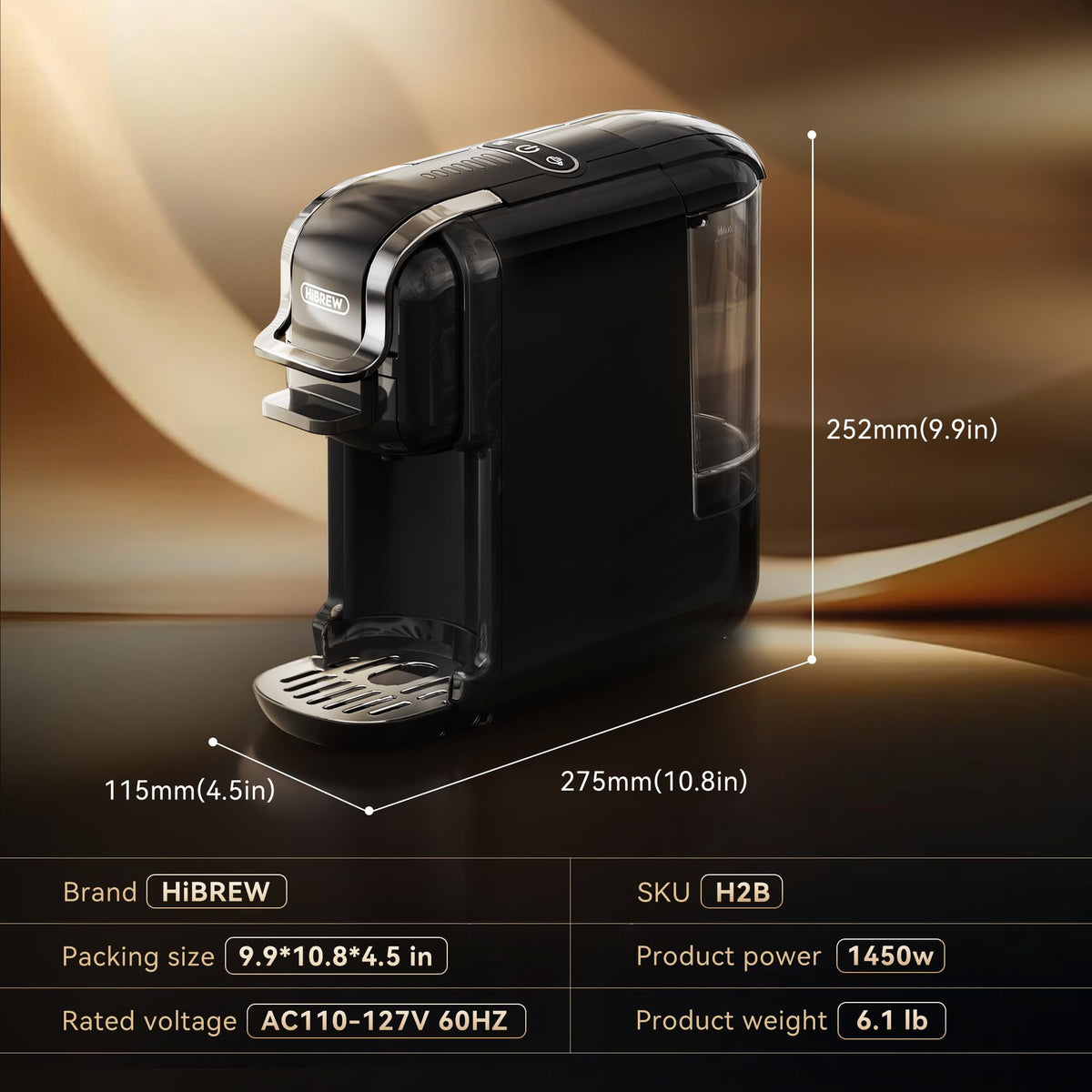H2B 5-in-1 Pod Coffee Maker for Kcup/Nes/DG/Espresso Powder, Black