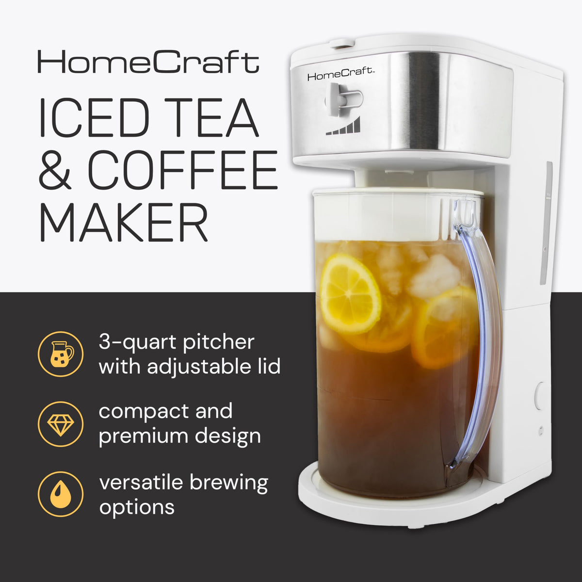 3 Quart White Stainless Steel Café' Iced Tea And Iced Coffee Brewing System