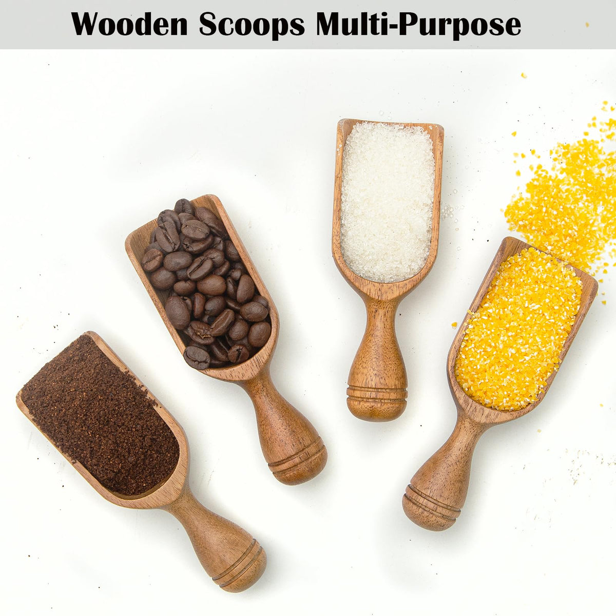 Wooden Scoops for Canisters 2PCS Wooden Scoop for Jars 4.9″Med (2 Count)