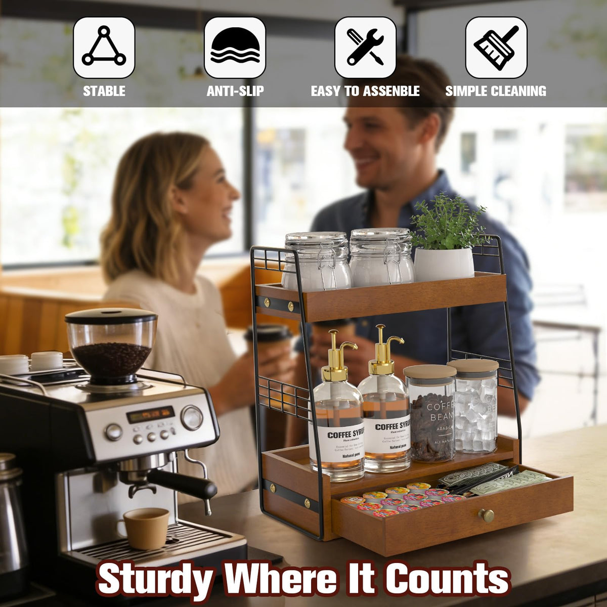 Coffee Bar Station Organizer with Drawer