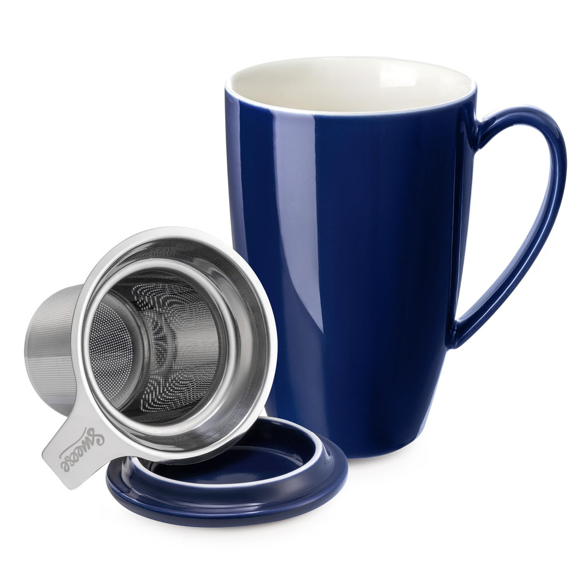 15oz Ceramic Tea Cup with Infuser and Lid