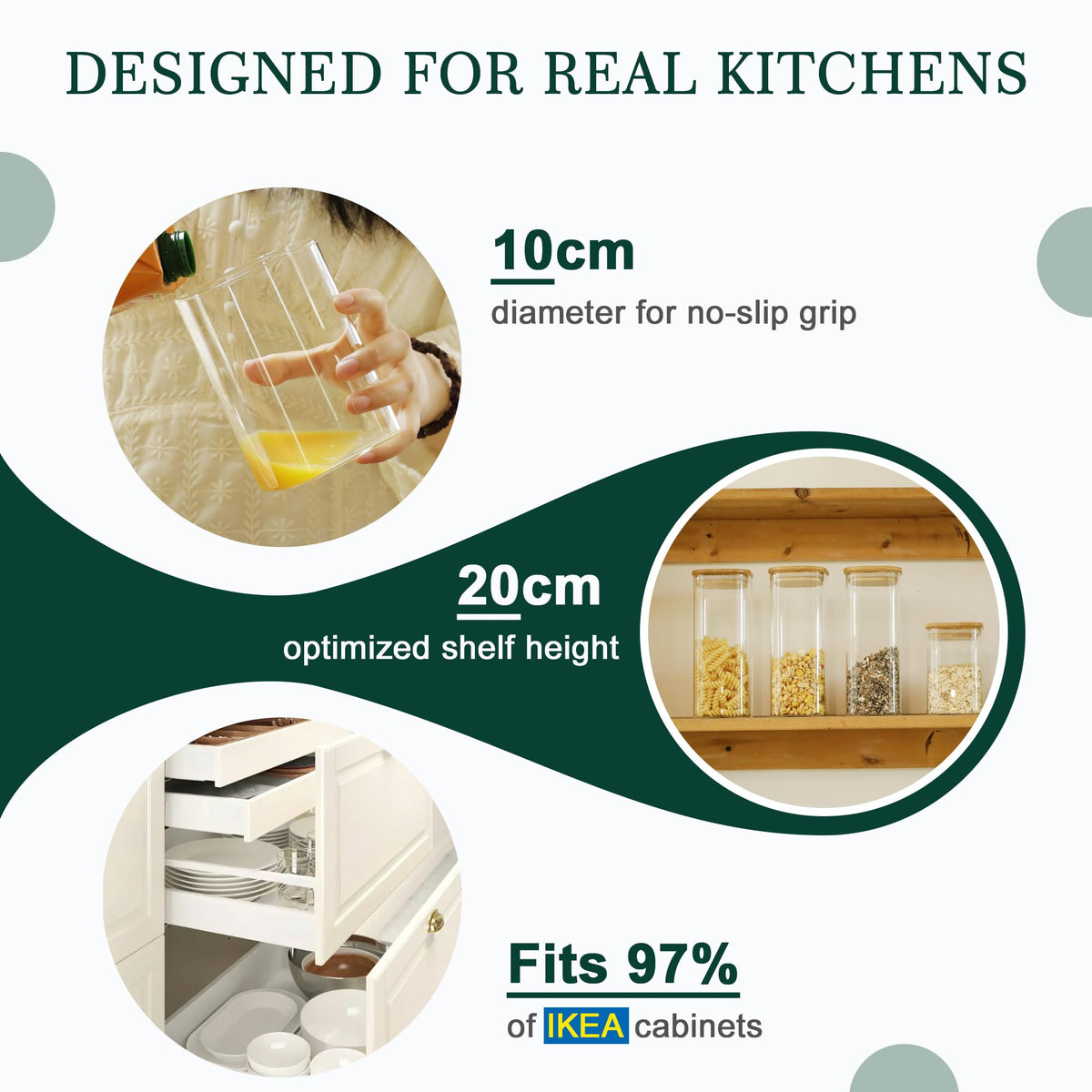 Kitchen Glass Jars Set with Bamboo Lids for Storage