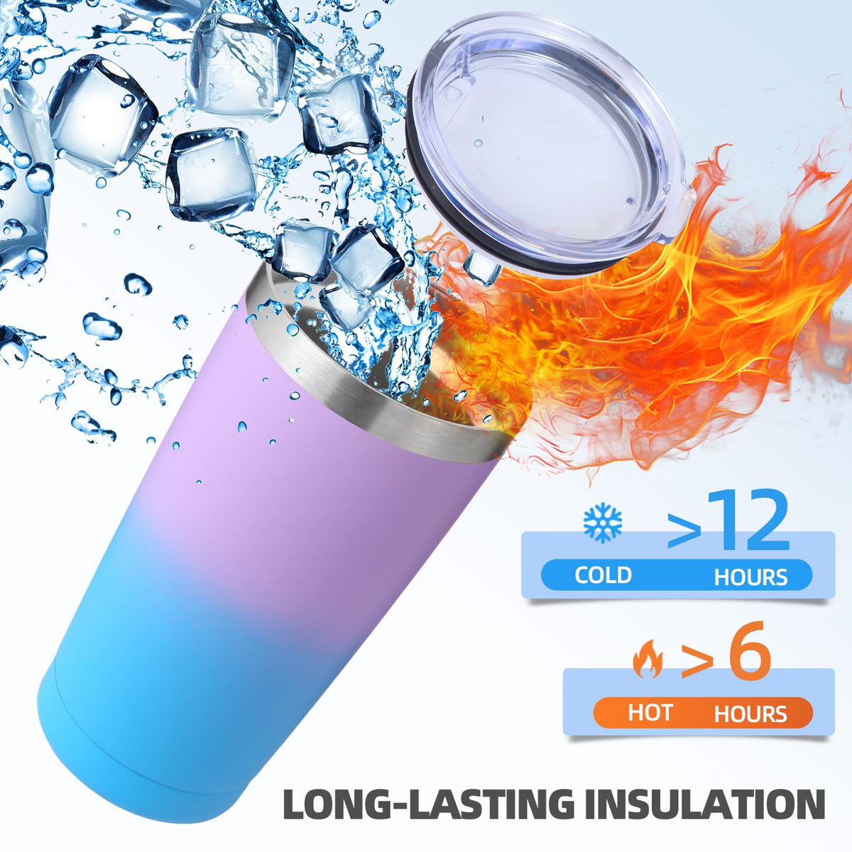 20oz Stainless Steel Tumbler with Lid and Straw Bulk 4 Pack (4 Count)