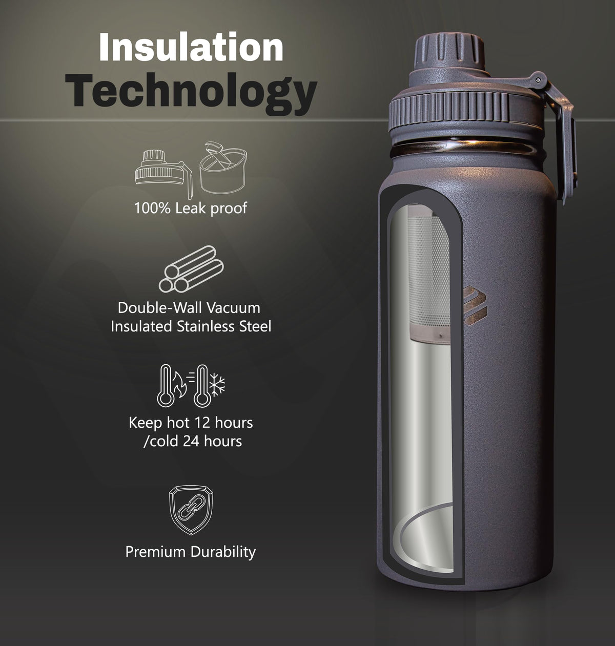 Tea Infuser Bottle Stainless Steel 20oz Insulated Loose Leaf Tea Travel Mug Leakproof BPA Free Reusable Water Bottle Double Wall Insulated Tea Tumbler with Two Lids for Hot and Cold Drinks