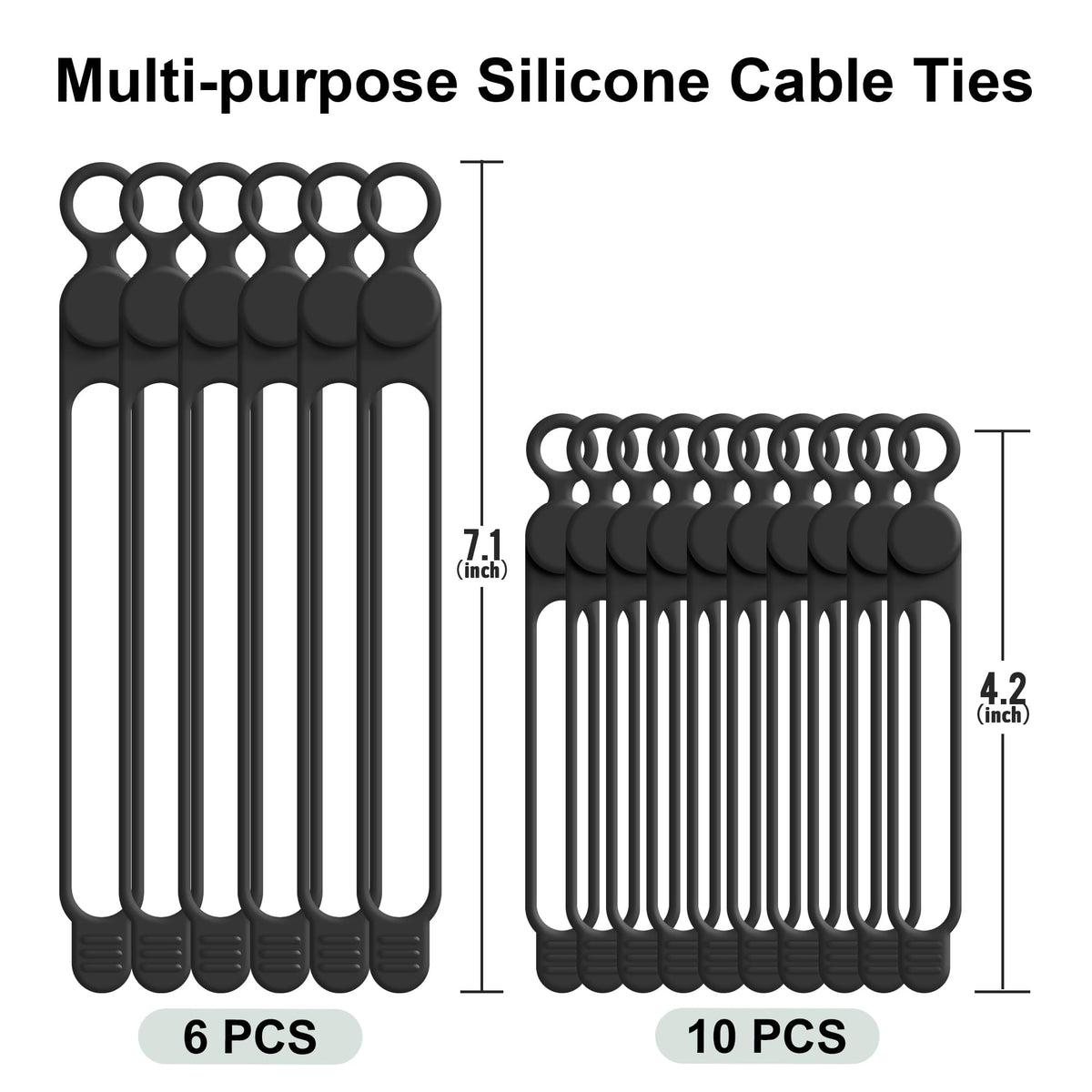 Silicone Cable Ties (16 Count)