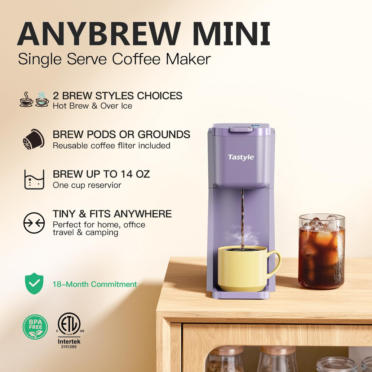 Mini Single Serve Hot and Iced Coffee Maker for K Cup and Ground