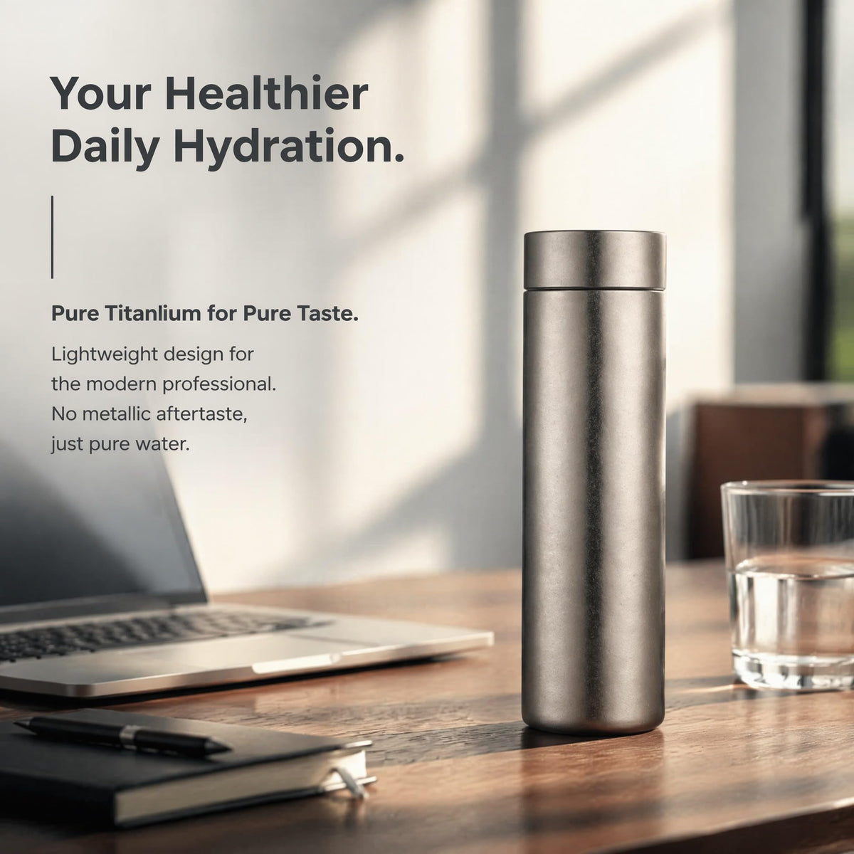Pure Titanium Insulated Water Bottle 17 oz