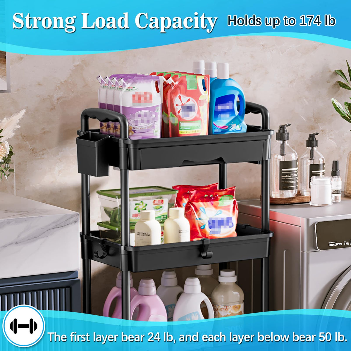 4 Tier Rolling Cart with Drawer