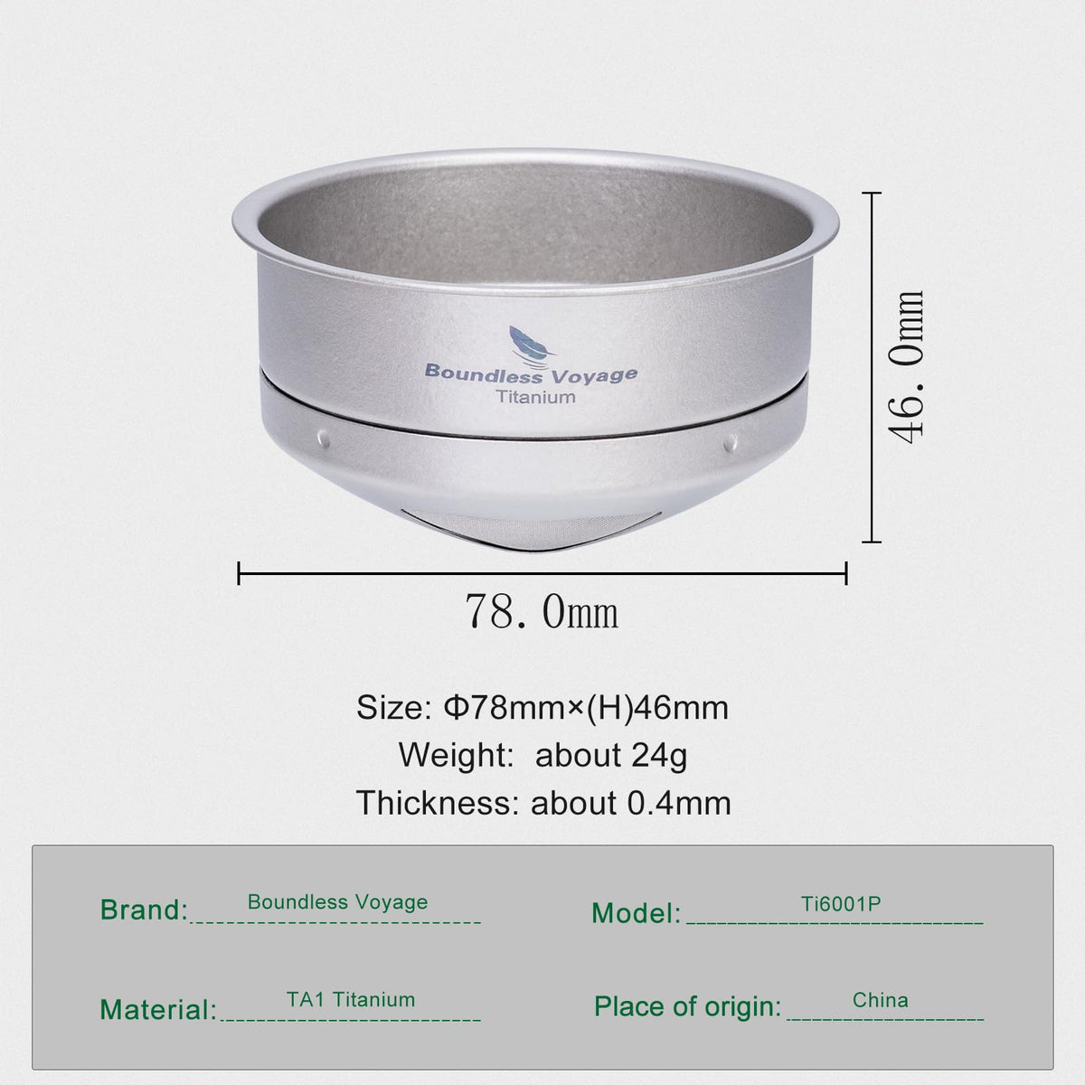 Pure Titanium Coffee Filter Paperless