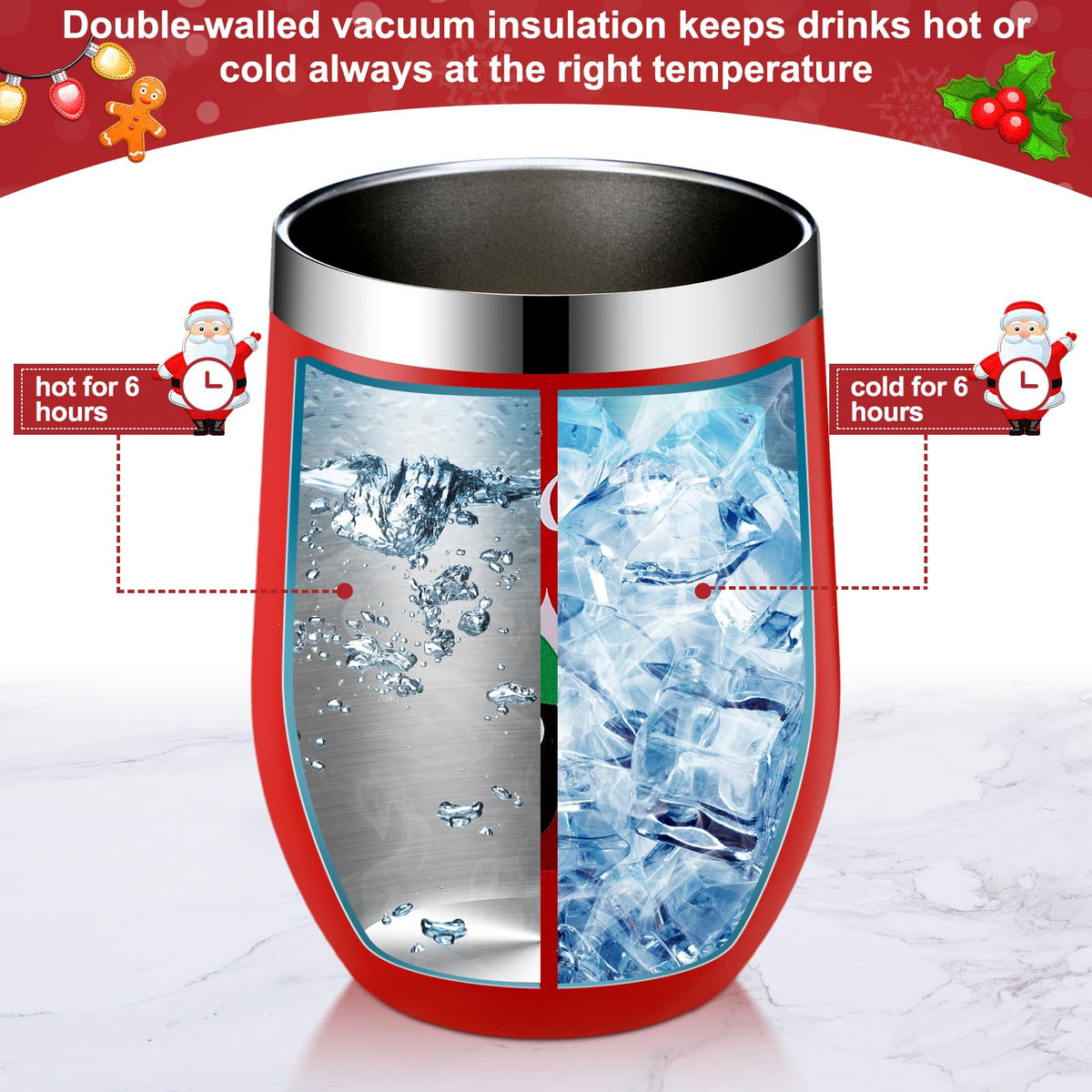 7 Set Christmas Wine Tumbler with Lid Straw Brush (7 Count)