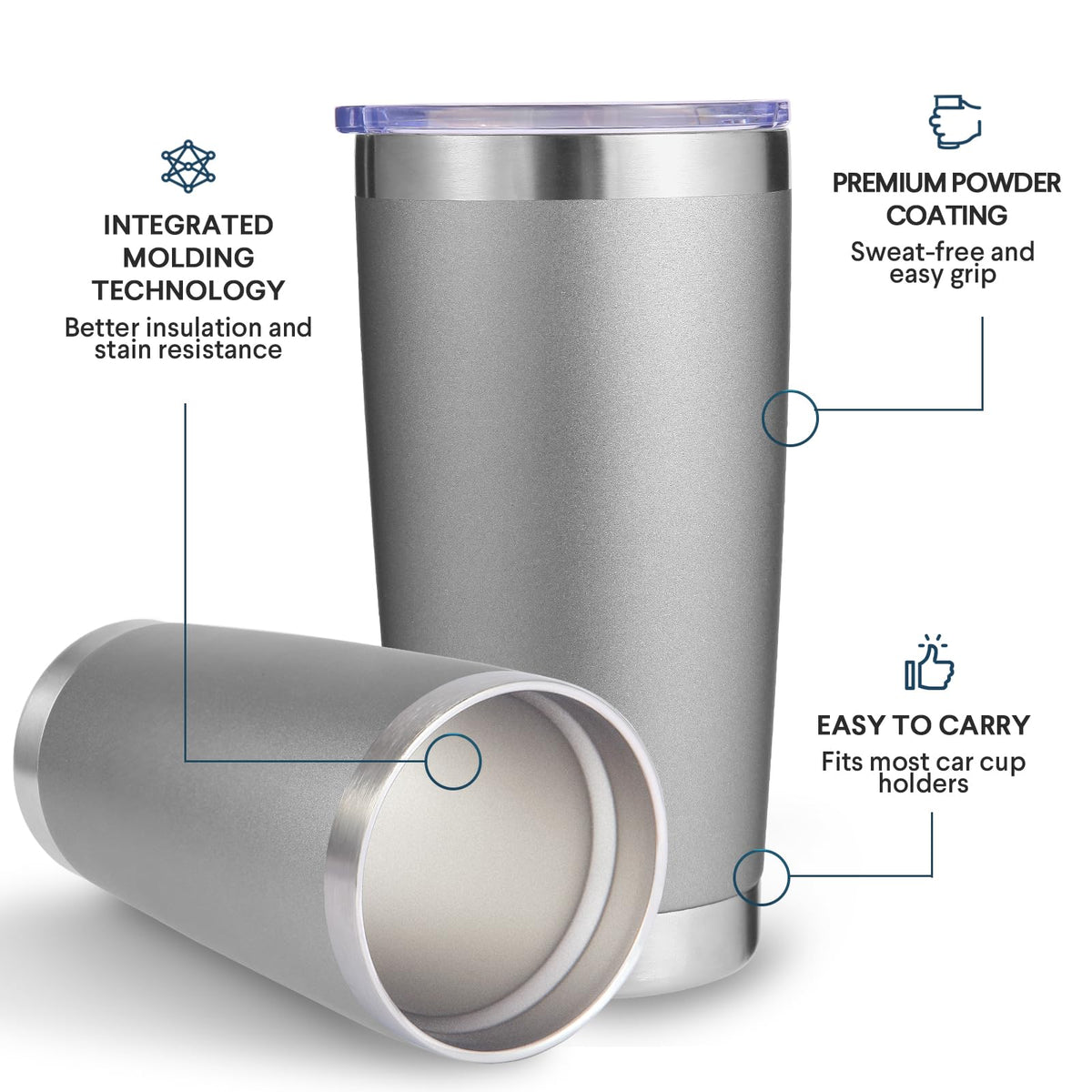 20oz Stainless Steel Tumbler with Lid and Straw Bulk 8 Pack (8 Count)