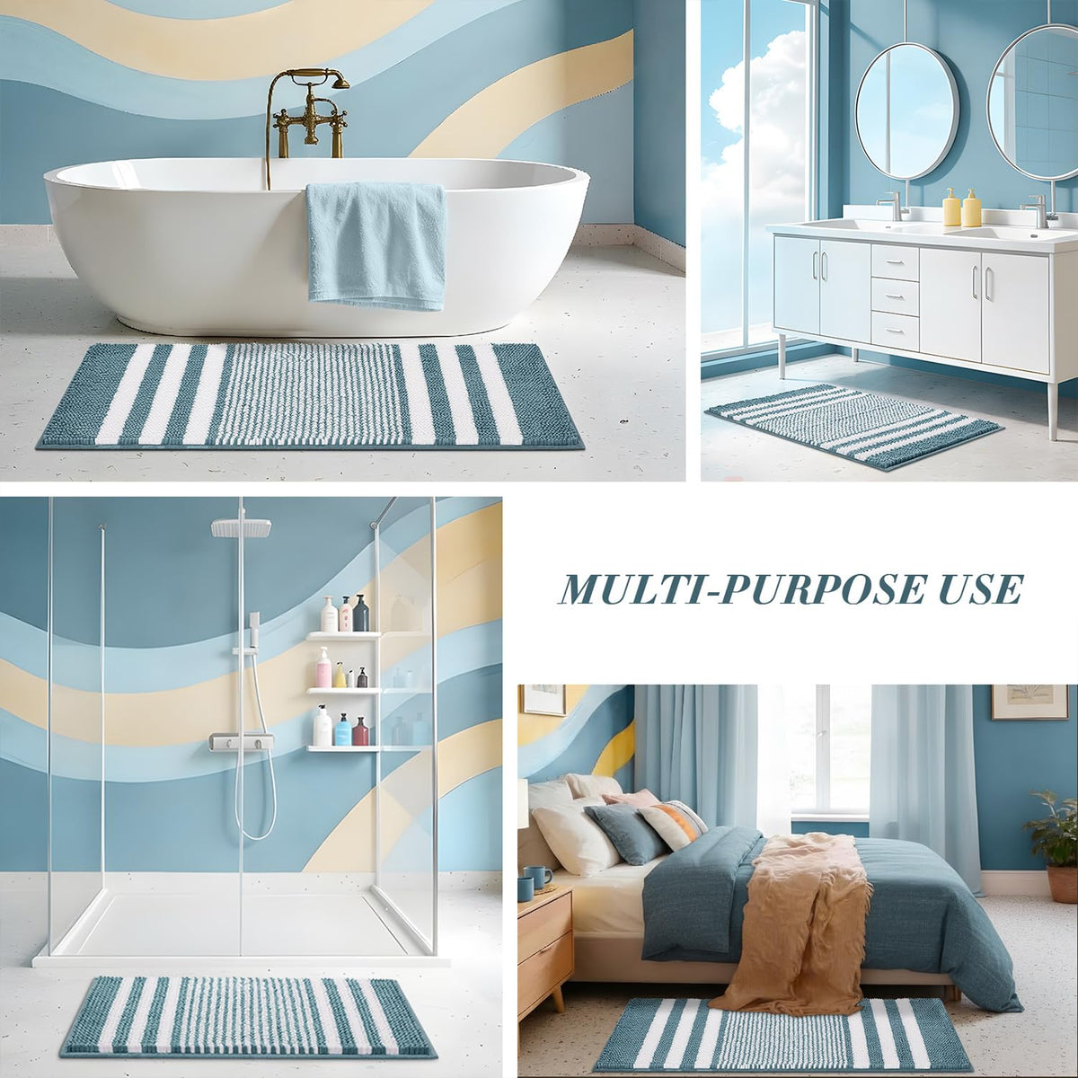 Bathroom Rugs Sets 2 Piece (9.2 Sq Ft)