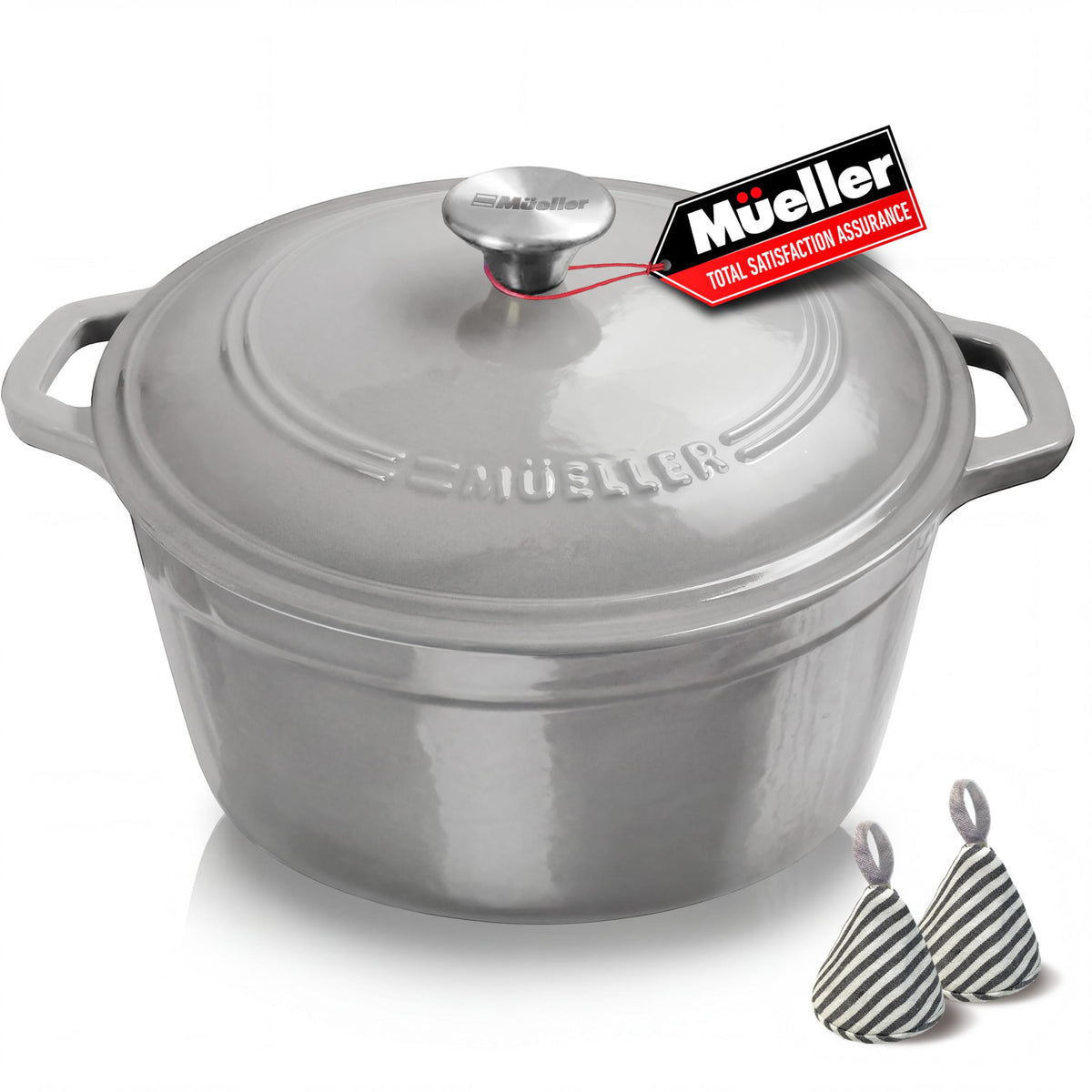 Mueller 6 Quart Enameled Cast Iron Pot Dutch Oven